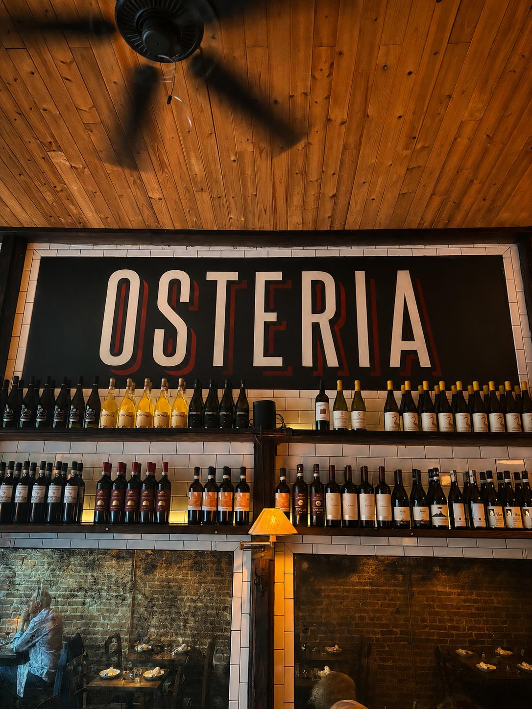 Wine shelves at Osteria 106